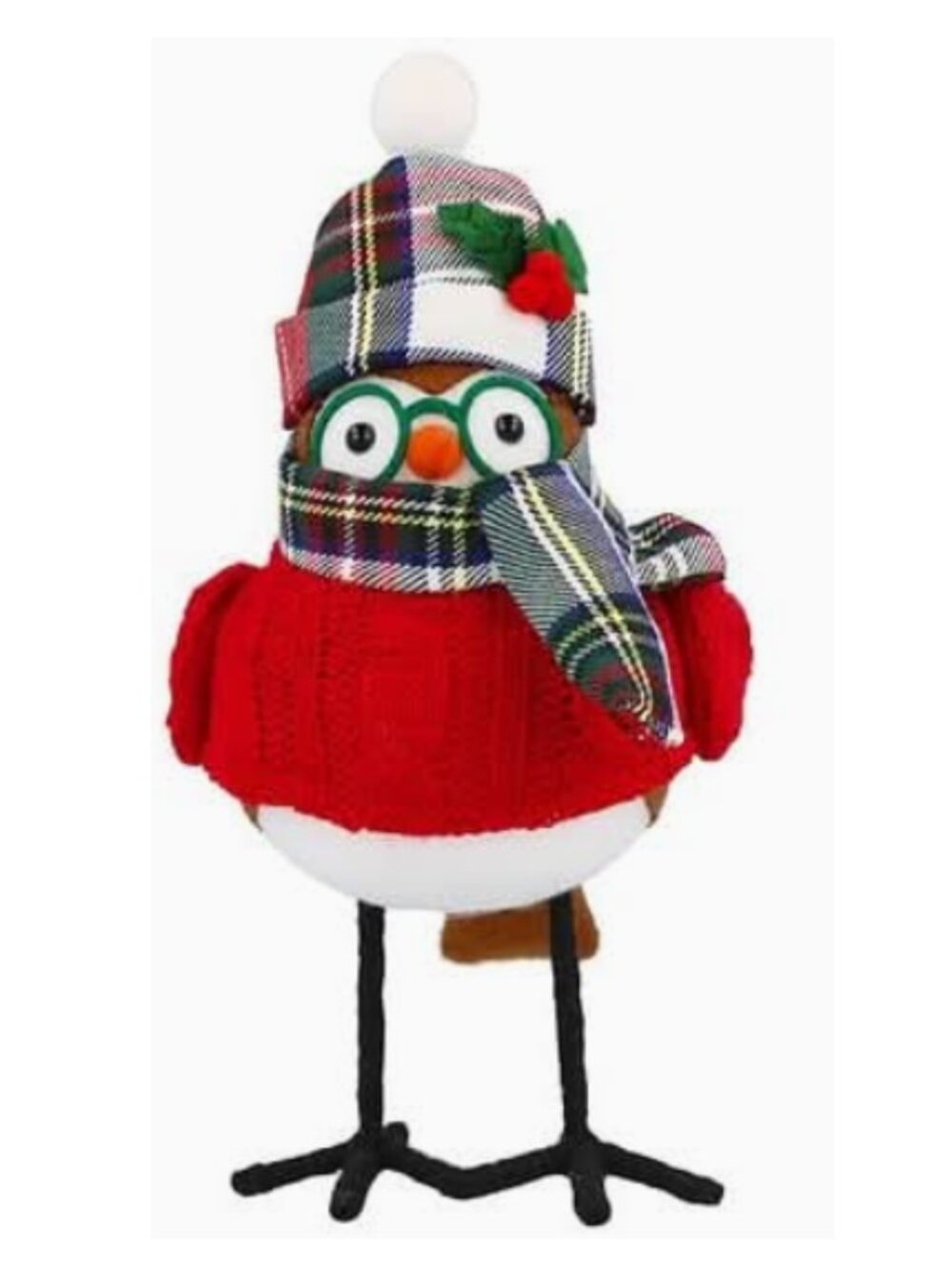 Festive Voice | "Charles" Holiday Winter Fabric Bird Decor